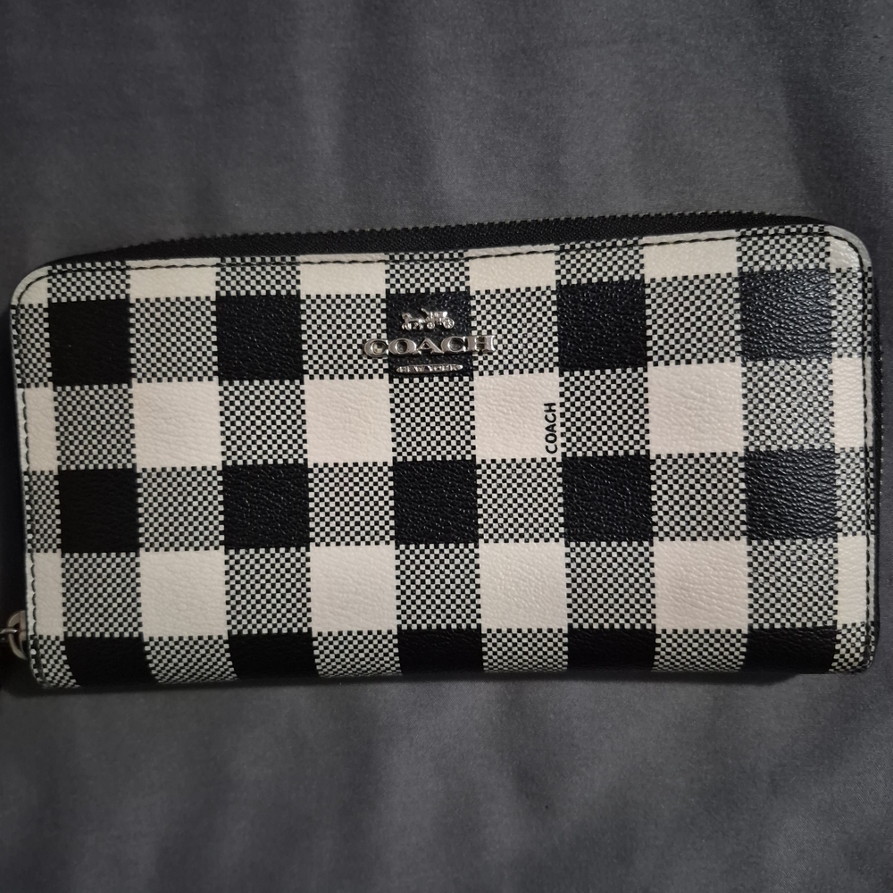 Coach Black and White Checkered Wallet